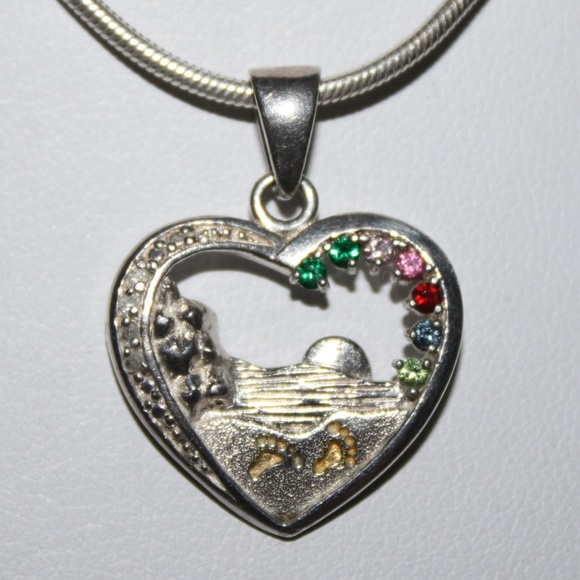 Sterling Jewelry - Sterling .925 footprints necklace natural diamonds